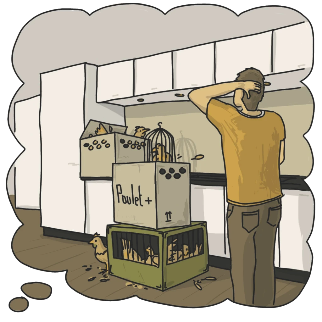 Dessin Cuisine pleine de poulets